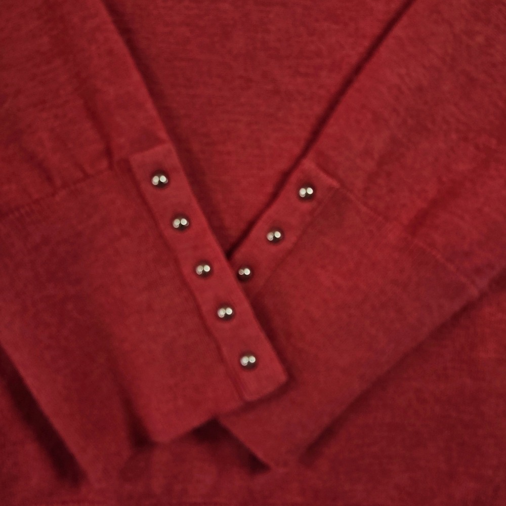 Premise Women's Coral Ribbed Turtleneck Sweater with Button Cuff Detail Size XL - Picture 5 of 6